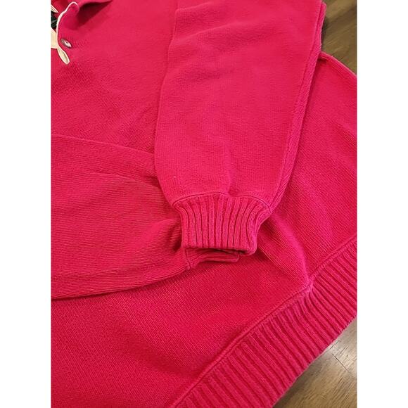 VTG L.L. Bean 2-Button Fisherman Sweater Pink Wool L USA-Made Chunky Knit EUC - Picture 4 of 6
